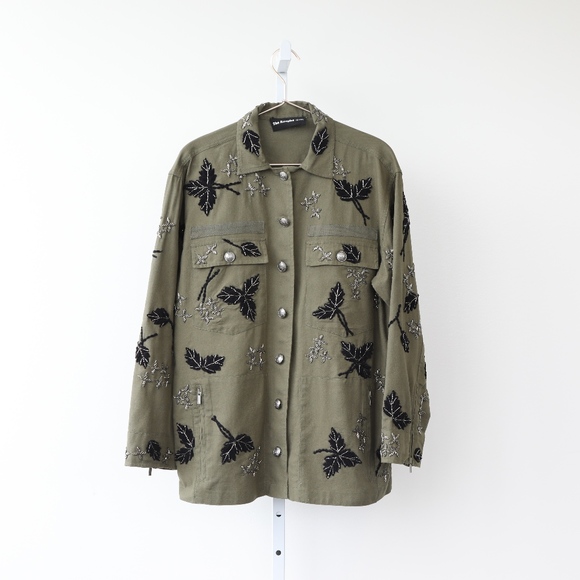 The Kooples Jackets & Blazers - The Kooples Green Embroidered Cotton Parka Jacket
